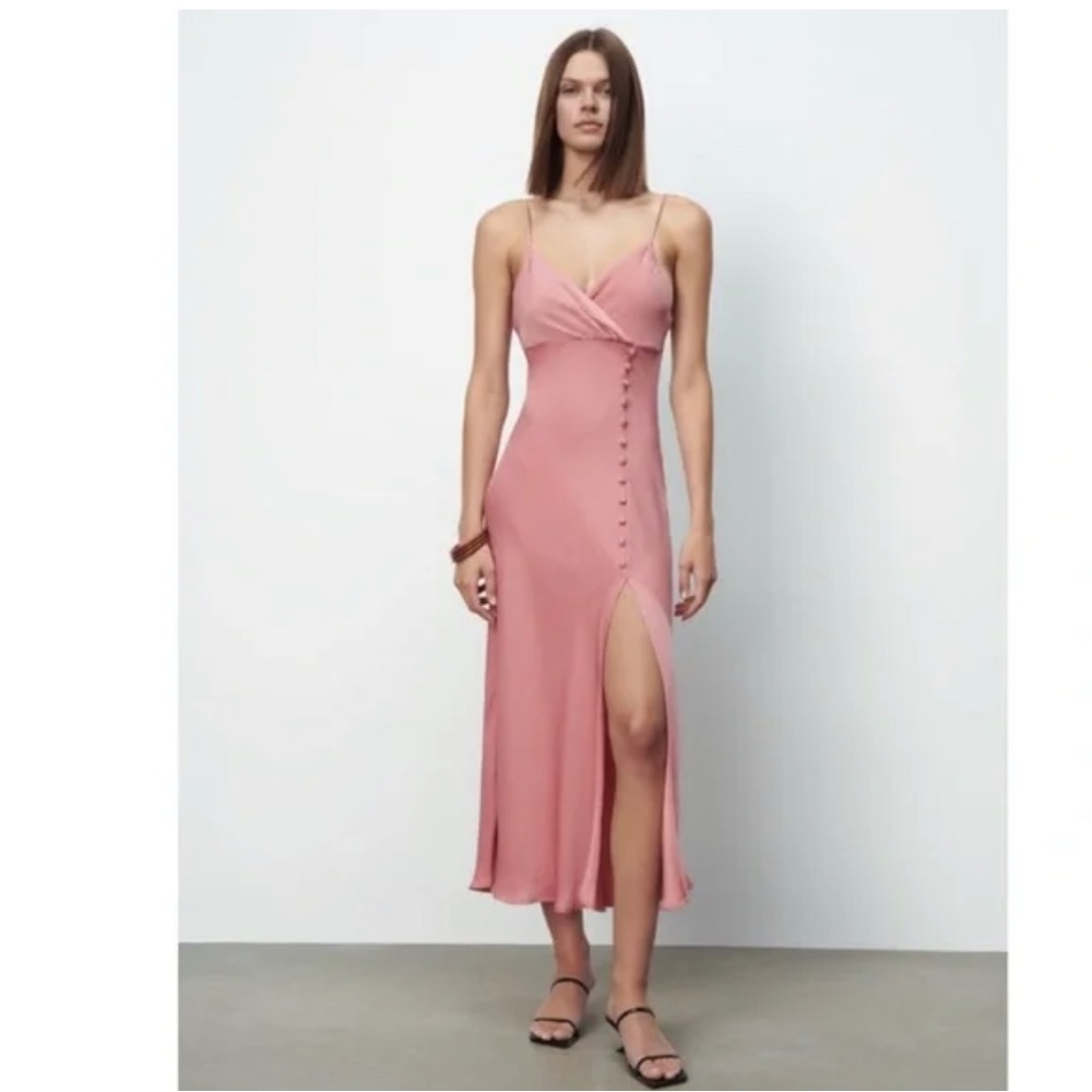 Zara Pink Button-Detail Dress